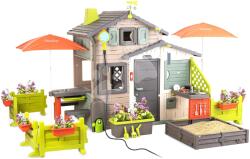 Smoby Ökobarát Jóbarátok házikó nagy kerttel natúr színvilágban Friends House Evo Playhouse Green Smoby tovább bővíthető (SM810229-1A)