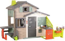 Smoby Ökobarát Jóbarátok házikó kiskerttel a konyhánál natúr színvilágban Friends House Evo Playhouse Green Smoby bővíthető (SM810229-J)