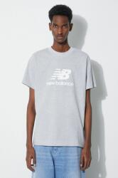 New Balance tricou din bumbac Essentials Cotton bărbați, culoarea gri, cu imprimeu, MT41502AG PPYH-TSM25G_90X