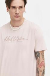 Hollister Co Hollister Co. tricou din bumbac barbati, culoarea roz, cu imprimeu PPYH-TSM1U8_30X