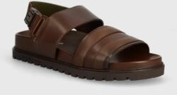 Tommy Hilfiger sandale de piele ELEVATED TH BUCKLE LTH SANDAL barbati, culoarea maro, FM0FM05007 PPYH-OBM0OU_88X