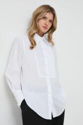 Custommade camasa din bumbac femei, culoarea alb, cu guler clasic, regular PPYH-KDD07P_00X