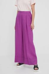 United Colors of Benetton pantaloni din in culoarea violet, lat, high waist PPYH-SPD0O5_45X