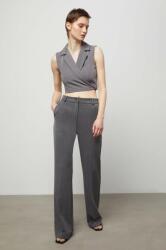 Answear Lab pantaloni femei, culoarea gri, drept, high waist BBYH-SPD023_90X