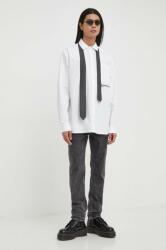 Karl Lagerfeld Jeans camasa din bumbac barbati, culoarea alb, cu guler clasic, regular PPYH-KDM04N_00X