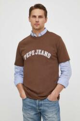 Pepe Jeans tricou din bumbac barbati, culoarea maro, cu imprimeu PPYH-TSM0J2_88X