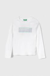 Benetton longsleeve din bumbac pentru copii culoarea alb PPYH-BUG011_00X