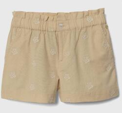 Zippy pantaloni scurți din amestec de in pentru copii culoarea bej, cu imprimeu, talie reglabila PPYH-SZG084_08X