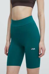Fila pantaloni scurti femei, culoarea verde, neted, high waist PPYX-SZD0AK_79X