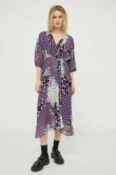 BA&SH rochie din amestec de matase culoarea violet, mini, evazati PPYH-SUD0LR_44X