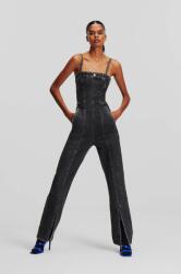 Karl Lagerfeld Jeans salopeta jeans culoarea gri, bumbac, cold shoulder PPYH-SKD00R_90J