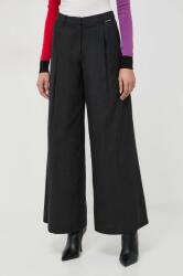 Karl Lagerfeld pantaloni femei, culoarea negru, lat, high waist PPYH-SPD0B2_99X
