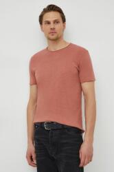 Sisley tricou din bumbac barbati, culoarea roz, neted PPYH-TSM11S_30X