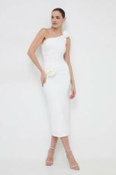 Bardot rochie culoarea alb, midi, mulata PPYH-SUD0CO_00X