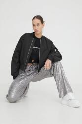 Karl Lagerfeld Jeans geaca bomber femei, culoarea negru, de tranzitie, oversize PPYH-KUD07Y_99X