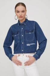 Karl Lagerfeld Jeans camasa jeans femei, culoarea albastru marin, cu guler clasic, regular PPYH-KDD04A_59J