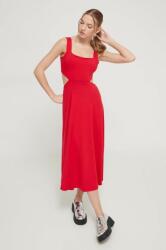 Superdry rochie culoarea rosu, midi, evazati PPYH-SUD1S8_33X