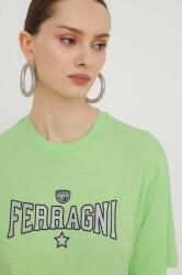 Chiara Ferragni tricou din bumbac femei, culoarea verde PPYH-TSD06J_77X