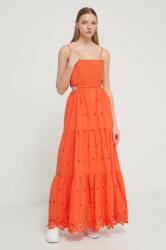 Desigual rochie din bumbac culoarea portocaliu, maxi, evazati PPYH-SUD22S_22X