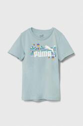 PUMA tricou de bumbac pentru copii ESS+ SUMMER CAMP Tee culoarea turcoaz, cu imprimeu PPYH-TSK054_06X