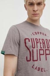 Superdry tricou din bumbac barbati, culoarea gri, cu imprimeu PPYH-TSM1IB_90X