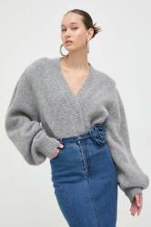 Rotate pulover de lana femei, culoarea gri, călduros PPYH-SWD071_90X