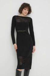 Sisley rochie culoarea negru, midi, mulata PPYH-SUD1E7_99X