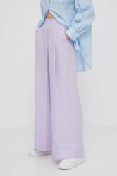 United Colors of Benetton pantaloni din in culoarea violet, lat, high waist PPYH-SPD0O5_04X