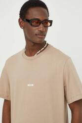 MSGM tricou din bumbac bărbați, culoarea bej, cu imprimeu 3640MM500.247002 PPYH-TSM0N7_80X