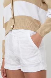 Guess pantaloni scurti din in culoarea alb, neted, high waist PPYH-SZD0FS_00X