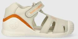 Biomecanics papuci din piele pentru copii culoarea gri PPYH-OBB0DM_09X