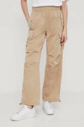 Sisley pantaloni femei, culoarea bej, drept, high waist PPYH-SPD0PW_80X