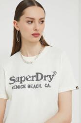 Superdry tricou din bumbac femei, culoarea bej PPYH-TSD1M4_01X