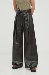 Day Birger et Mikkelsen pantaloni de piele femei, culoarea negru, lat, high waist PPYH-SPD06F_99X