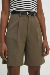 Answear Lab pantaloni scurti femei, culoarea maro, neted, high waist BBYH-SZD022_89X