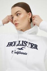 Hollister Co Hollister Co. bluza femei, culoarea alb, cu glugă, cu imprimeu PPYH-BLD0RY_00X