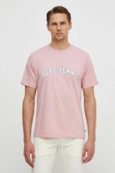 Pepe Jeans tricou din bumbac barbati, culoarea roz, cu imprimeu PPYH-TSM0J2_30X