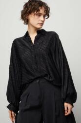 ANSWEAR camasa femei, culoarea negru, cu guler clasic, relaxed BBYH-KDD04B_99X