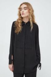 Bruuns Bazaar camasa femei, culoarea negru, cu guler clasic, regular PPYH-KDD00T_99X