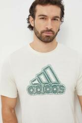 Adidas tricou din bumbac bărbați, culoarea bej, cu imprimeu IS2873 PPYH-TSM0ED_01X