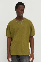 American Vintage tricou din bumbac barbati, culoarea verde, neted PPYH-TSM12H_81X