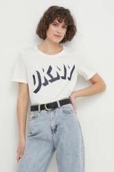 DKNY tricou din bumbac femei, culoarea alb PPYH-TSD061_00X