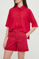 United Colors of Benetton pantaloni scurti femei, culoarea roz, neted, high waist PPYH-SZD0BA_34X