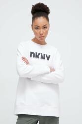 DKNY bluza femei, culoarea alb, cu imprimeu PPYH-BLD015_00X