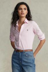 Ralph Lauren cămașă din bumbac femei, culoarea roz, cu guler clasic, slim 211664000000 99KK-KDD00O_30X