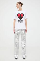 Moschino Jeans tricou din bumbac femei, culoarea alb PPYH-TSD0P4_00X