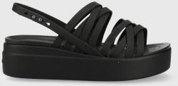 Crocs sandale Brooklyn Strappy Low Wedge femei, culoarea negru, cu platformă 206751 PPYX-OBD3E3_99X