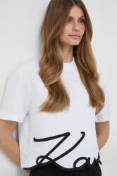 Karl Lagerfeld tricou din bumbac femei, culoarea alb PPYH-TSD0ID_00X