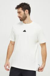 Adidas tricou din bumbac bărbați, culoarea bej, cu imprimeu IR5175 PPYH-TSM0BR_01X