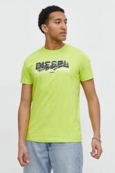 Diesel tricou din bumbac barbati, culoarea verde, cu imprimeu PPYH-TSM1AI_71X